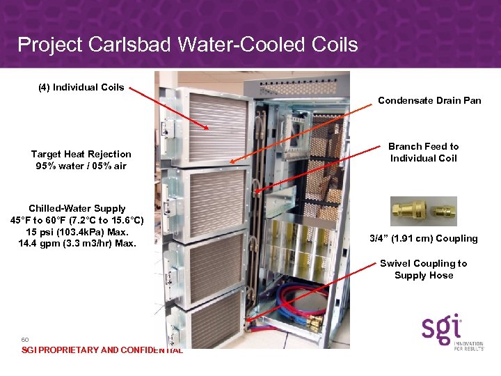 Project Carlsbad Water-Cooled Coils (4) Individual Coils Condensate Drain Pan Target Heat Rejection 95%