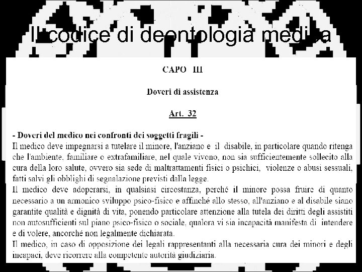 Il codice di deontologia medica 