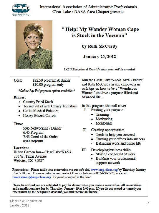 Clear Lake Connection Jan/Feb 2012 7 