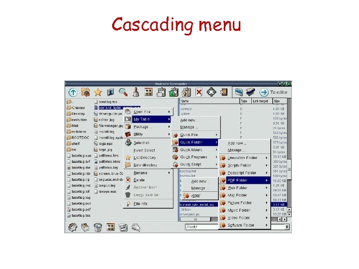 Cascading menu 