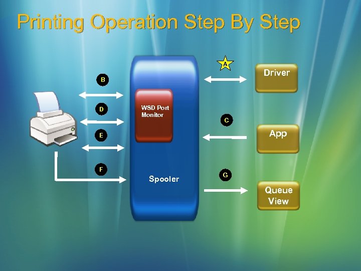 Printing Operation Step By Step A B D WSD Port Monitor Driver C App