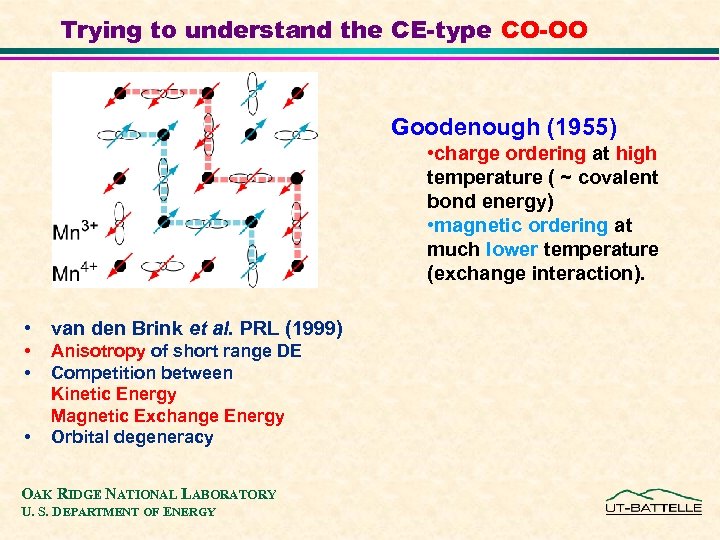 Trying to understand the CE-type CO-OO Goodenough (1955) • charge ordering at high temperature