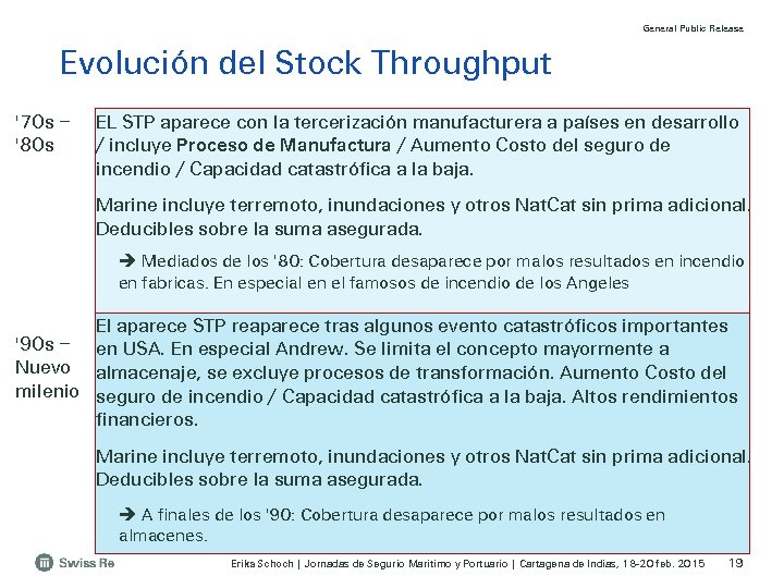 General Public Release Evolución del Stock Throughput '70 s – '80 s EL STP