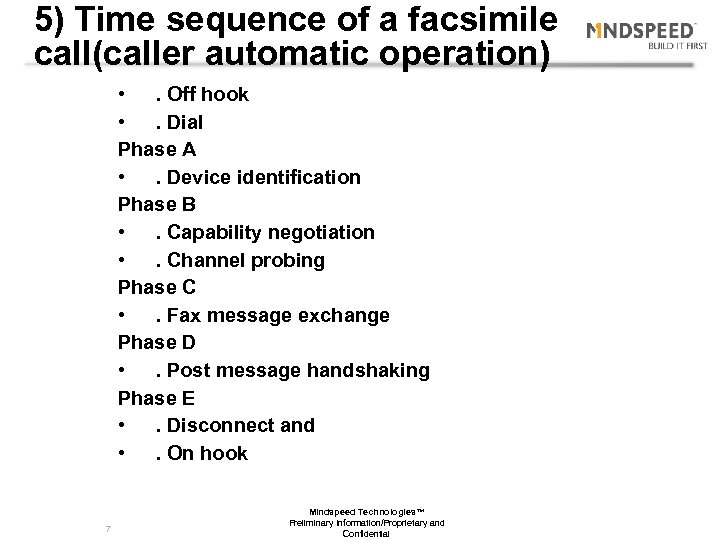 5) Time sequence of a facsimile call(caller automatic operation) • . Off hook •