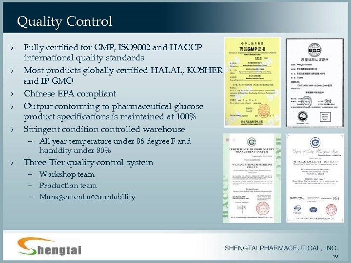 Quality Control › › › Fully certified for GMP, ISO 9002 and HACCP international