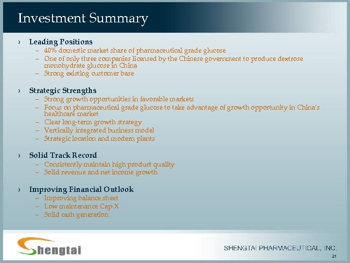 Investment Summary › Leading Positions › Strategic Strengths › Solid Track Record › Improving