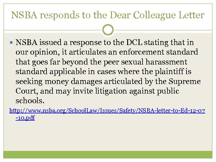NSBA responds to the Dear Colleague Letter NSBA issued a response to the DCL