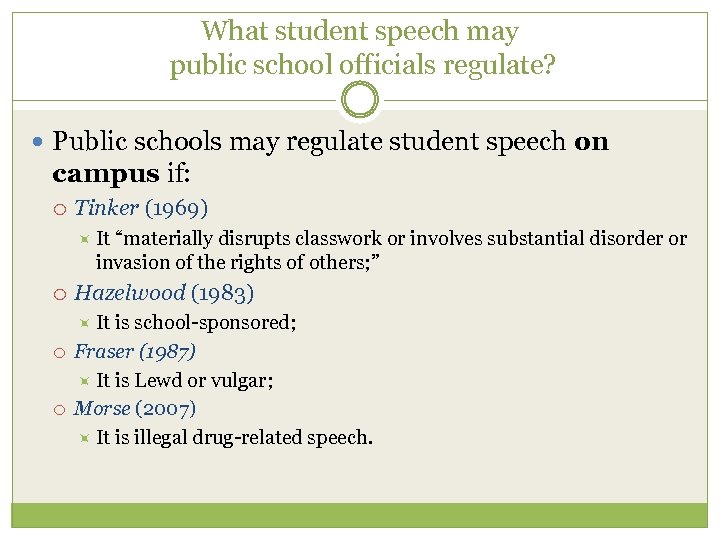 What student speech may public school officials regulate? Public schools may regulate student speech