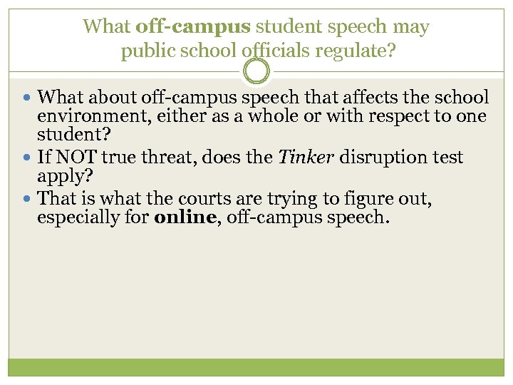 What off-campus student speech may public school officials regulate? What about off-campus speech that