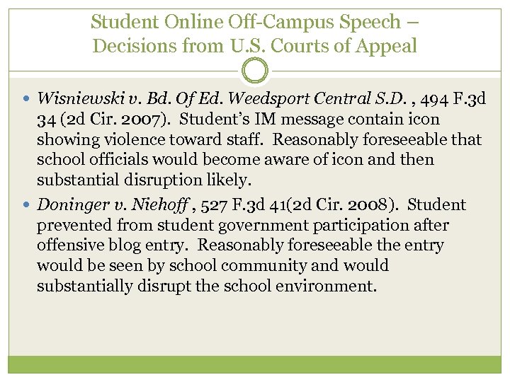 Student Online Off-Campus Speech – Decisions from U. S. Courts of Appeal Wisniewski v.