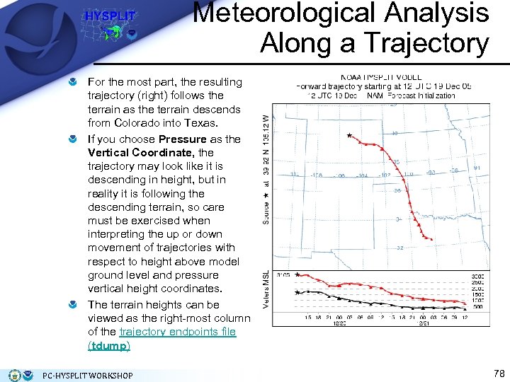 Meteorological Analysis Along a Trajectory For the most part, the resulting trajectory (right) follows