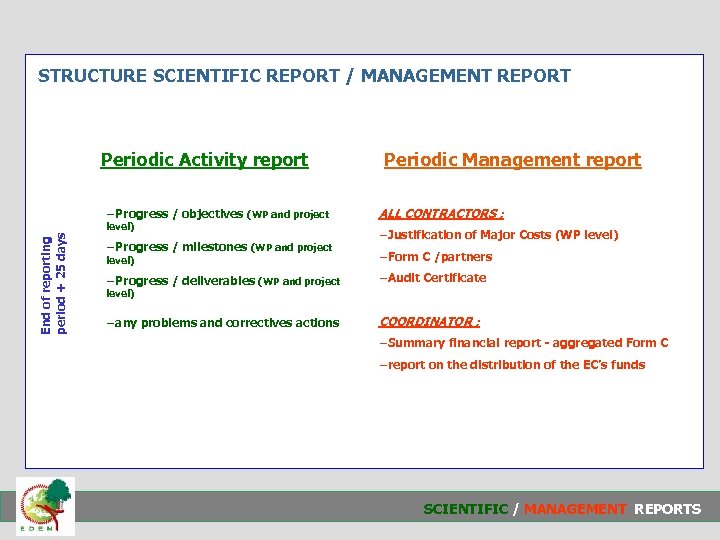 STRUCTURE SCIENTIFIC REPORT / MANAGEMENT REPORT Periodic Activity report −Progress / objectives (WP and