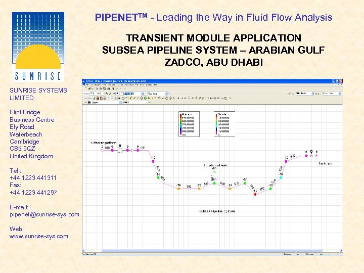 PIPENETTM - Leading the Way in Fluid Flow Analysis TRANSIENT MODULE APPLICATION SUBSEA PIPELINE