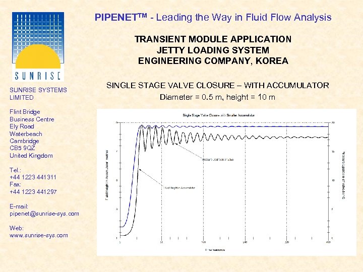 PIPENETTM - Leading the Way in Fluid Flow Analysis TRANSIENT MODULE APPLICATION JETTY LOADING