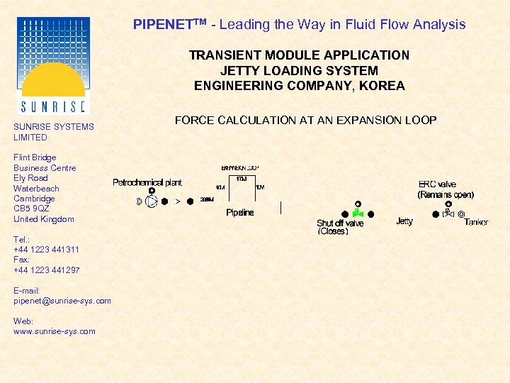 PIPENETTM - Leading the Way in Fluid Flow Analysis TRANSIENT MODULE APPLICATION JETTY LOADING