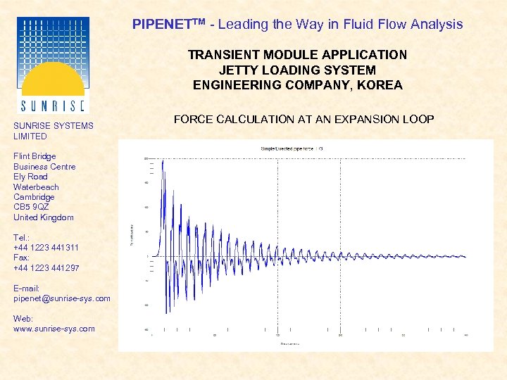 PIPENETTM - Leading the Way in Fluid Flow Analysis TRANSIENT MODULE APPLICATION JETTY LOADING