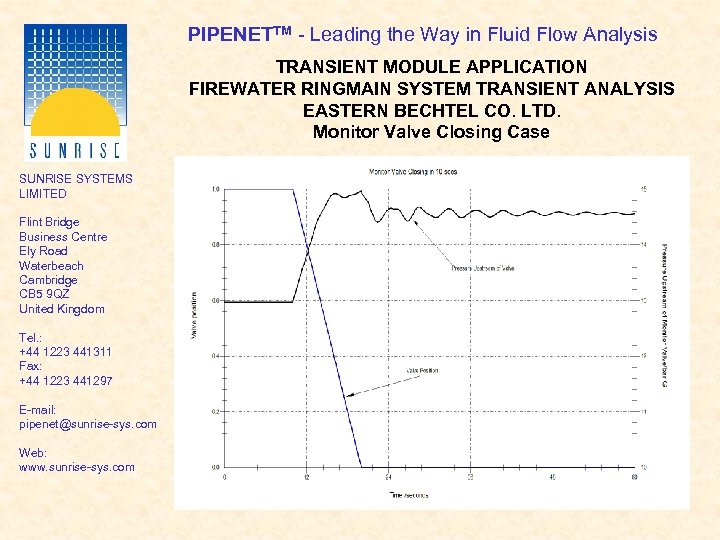 PIPENETTM - Leading the Way in Fluid Flow Analysis TRANSIENT MODULE APPLICATION FIREWATER RINGMAIN