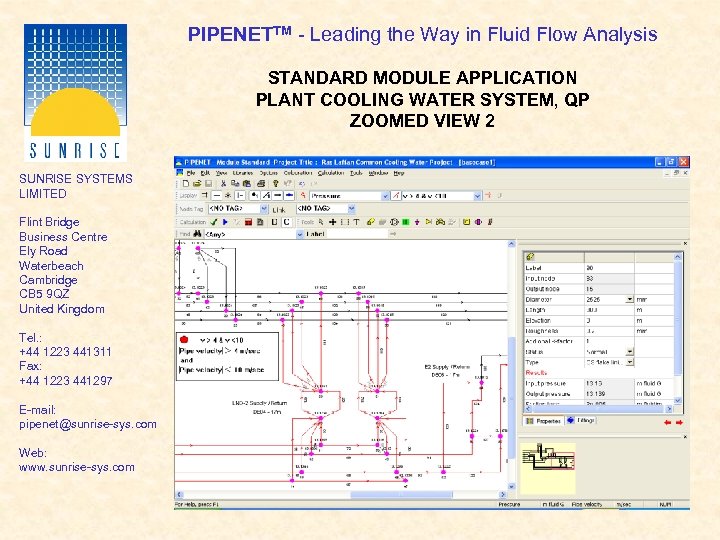 PIPENETTM - Leading the Way in Fluid Flow Analysis STANDARD MODULE APPLICATION PLANT COOLING