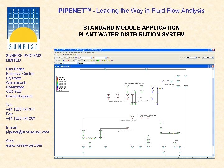 PIPENETTM - Leading the Way in Fluid Flow Analysis STANDARD MODULE APPLICATION PLANT WATER