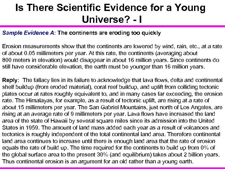 Is There Scientific Evidence for a Young Universe? - I Sample Evidence A: The