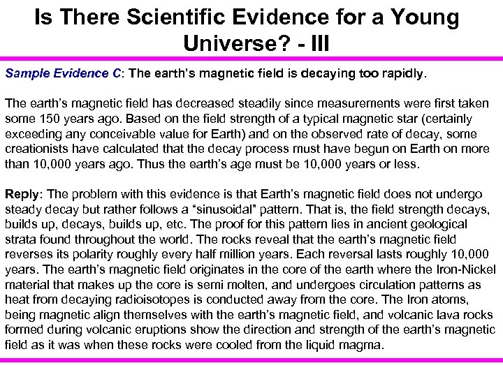 Is There Scientific Evidence for a Young Universe? - III Sample Evidence C: The