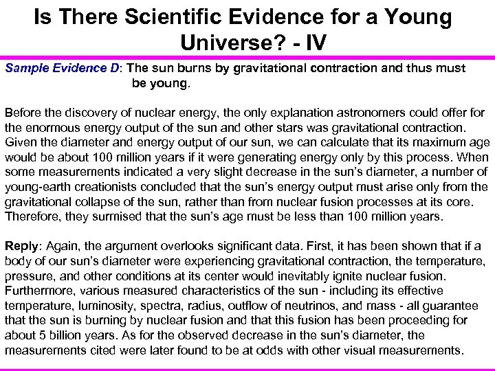 Is There Scientific Evidence for a Young Universe? - IV Sample Evidence D: The