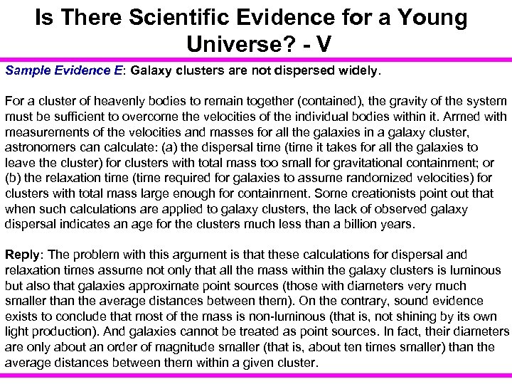 Is There Scientific Evidence for a Young Universe? - V Sample Evidence E: Galaxy