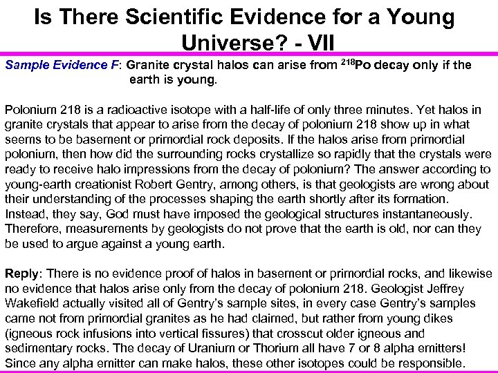Is There Scientific Evidence for a Young Universe? - VII Sample Evidence F: Granite