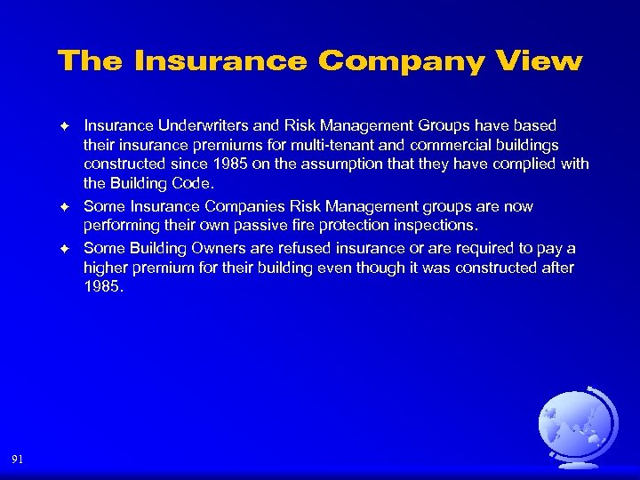 The Insurance Company View F F F 91 Insurance Underwriters and Risk Management Groups