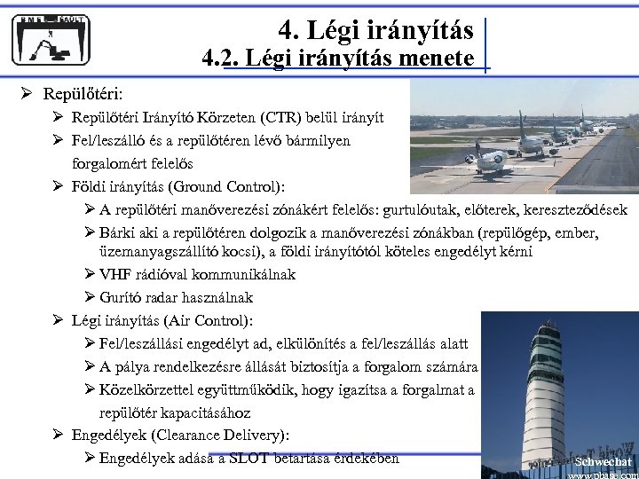 4. Légi irányítás 4. 2. Légi irányítás menete Ø Repülőtéri: Ø Repülőtéri Irányító Körzeten