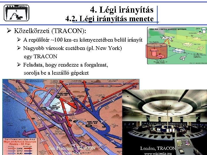 4. Légi irányítás 4. 2. Légi irányítás menete Ø Közelkörzeti (TRACON): Ø A repülőtér
