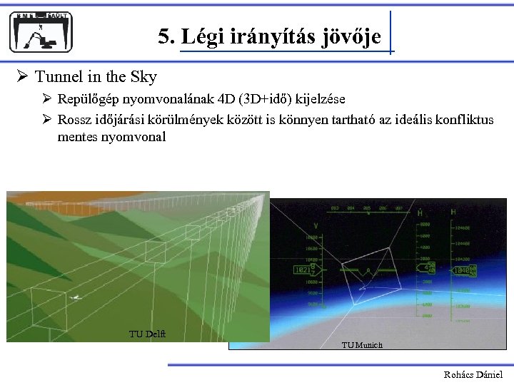 5. Légi irányítás jövője Ø Tunnel in the Sky Ø Repülőgép nyomvonalának 4 D
