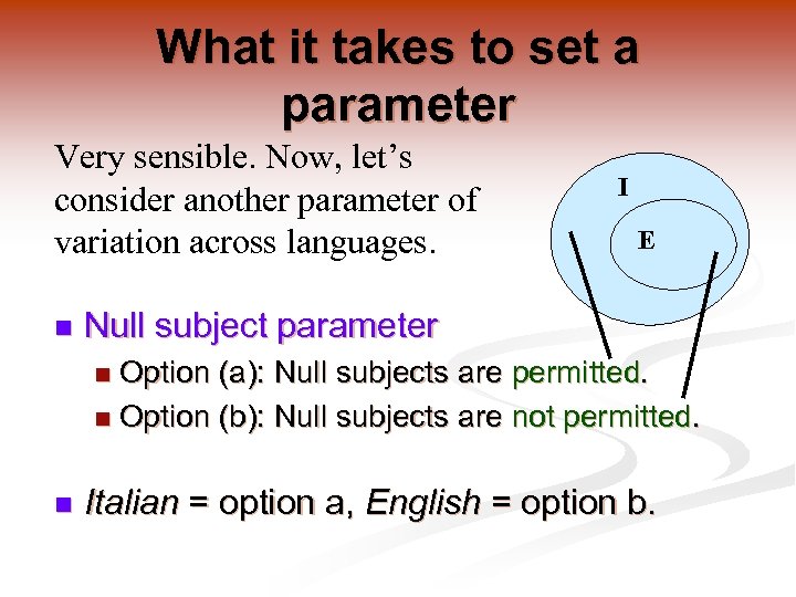 What it takes to set a parameter Very sensible. Now, let’s consider another parameter