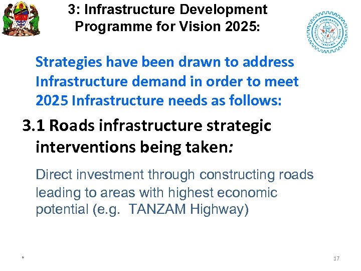 3: Infrastructure Development Programme for Vision 2025: Strategies have been drawn to address Infrastructure