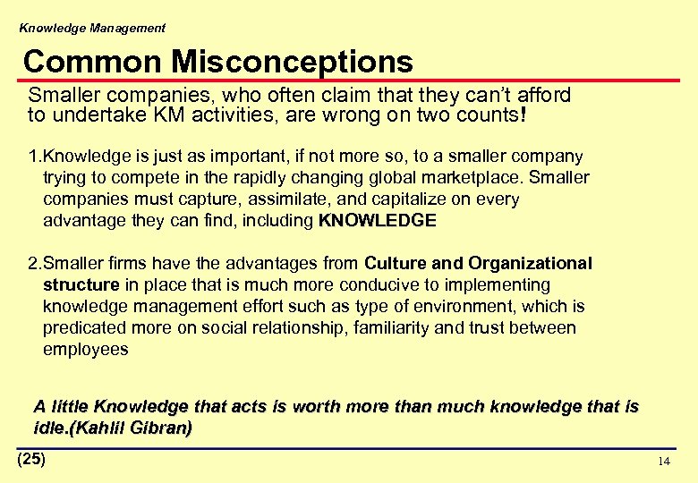 Knowledge Management Common Misconceptions Smaller companies, who often claim that they can’t afford to