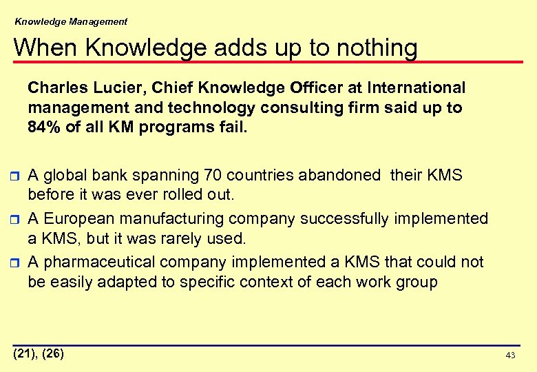 Knowledge Management When Knowledge adds up to nothing Charles Lucier, Chief Knowledge Officer at