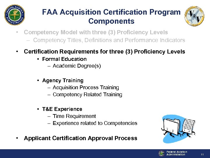 FAA Acquisition Certification Program Components • Competency Model with three (3) Proficiency Levels –