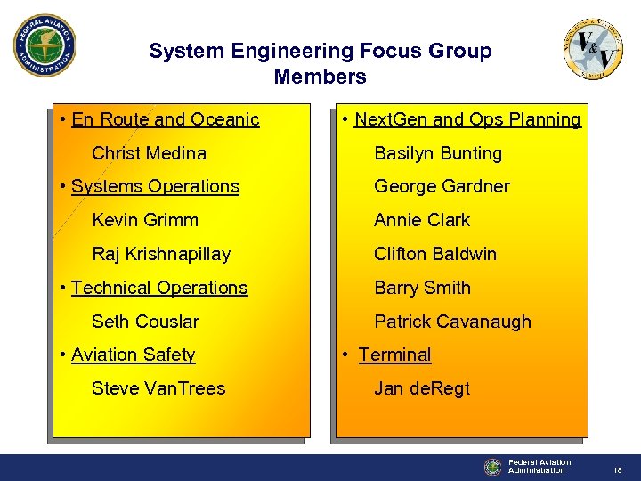 System Engineering Focus Group Members • En Route and Oceanic • Next. Gen and