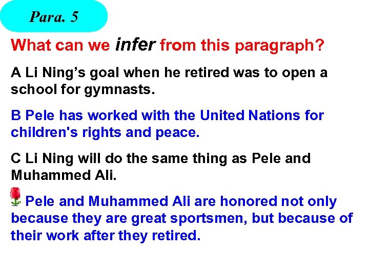 Para. 5 What can we infer from this paragraph? A Li Ning’s goal when