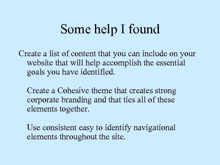 Some help I found Create a list of content that you can include on