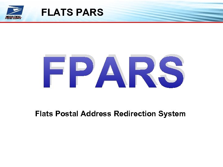 FLATS PARS Flats Postal Address Redirection System 