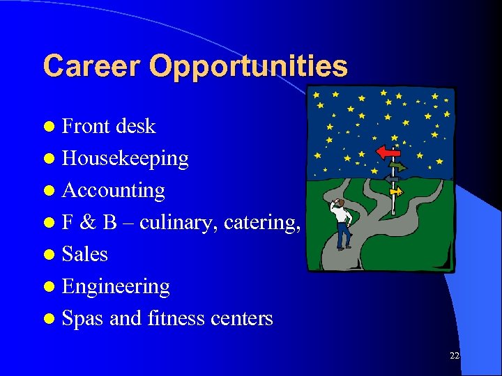 Career Opportunities l Front desk l Housekeeping l Accounting l F & B –