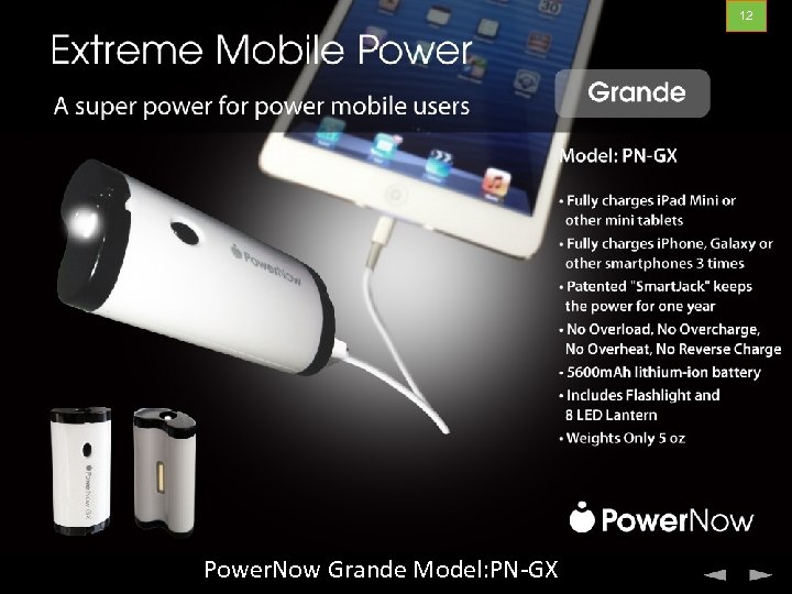 12 Power. Now Grande Model: PN-GX 