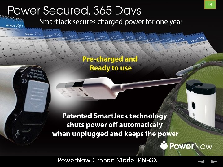 14 Smart. Jack secures the power for one year Power. Now Grande Model: PN-GX