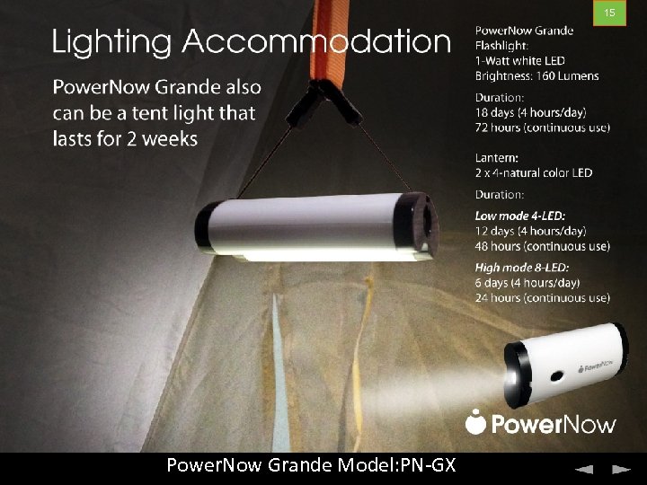 15 Smart Lantern Power. Now Grande Model: PN-GX 