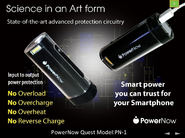 8 State-of-the-art protection circuitry Power. Now Quest Model: PN-1 