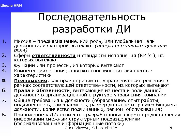 Последовательность разработки ДИ 1. 2. 3. 4. 5. 6. 7. 8. Миссия – предназначение,