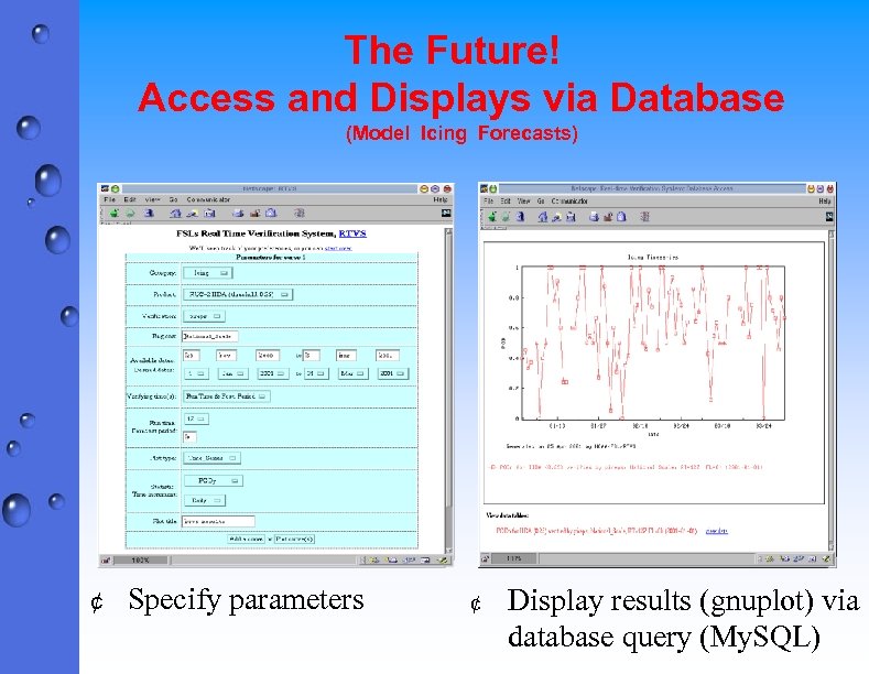 The Future! Access and Displays via Database (Model Icing Forecasts) ¢ Specify parameters ¢