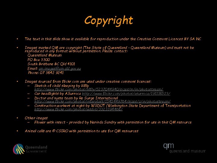 Copyright • The text in this slide show is available for reproduction under the