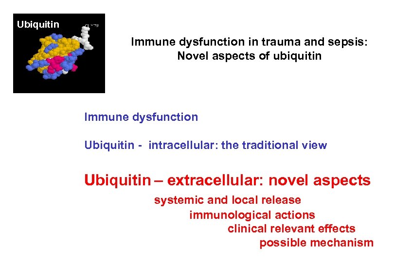 Ubiquitin Immune dysfunction in trauma and sepsis: Novel aspects of ubiquitin Immune dysfunction Ubiquitin